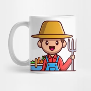 Farmer With Basket Vegetables And Ground Fork Mug